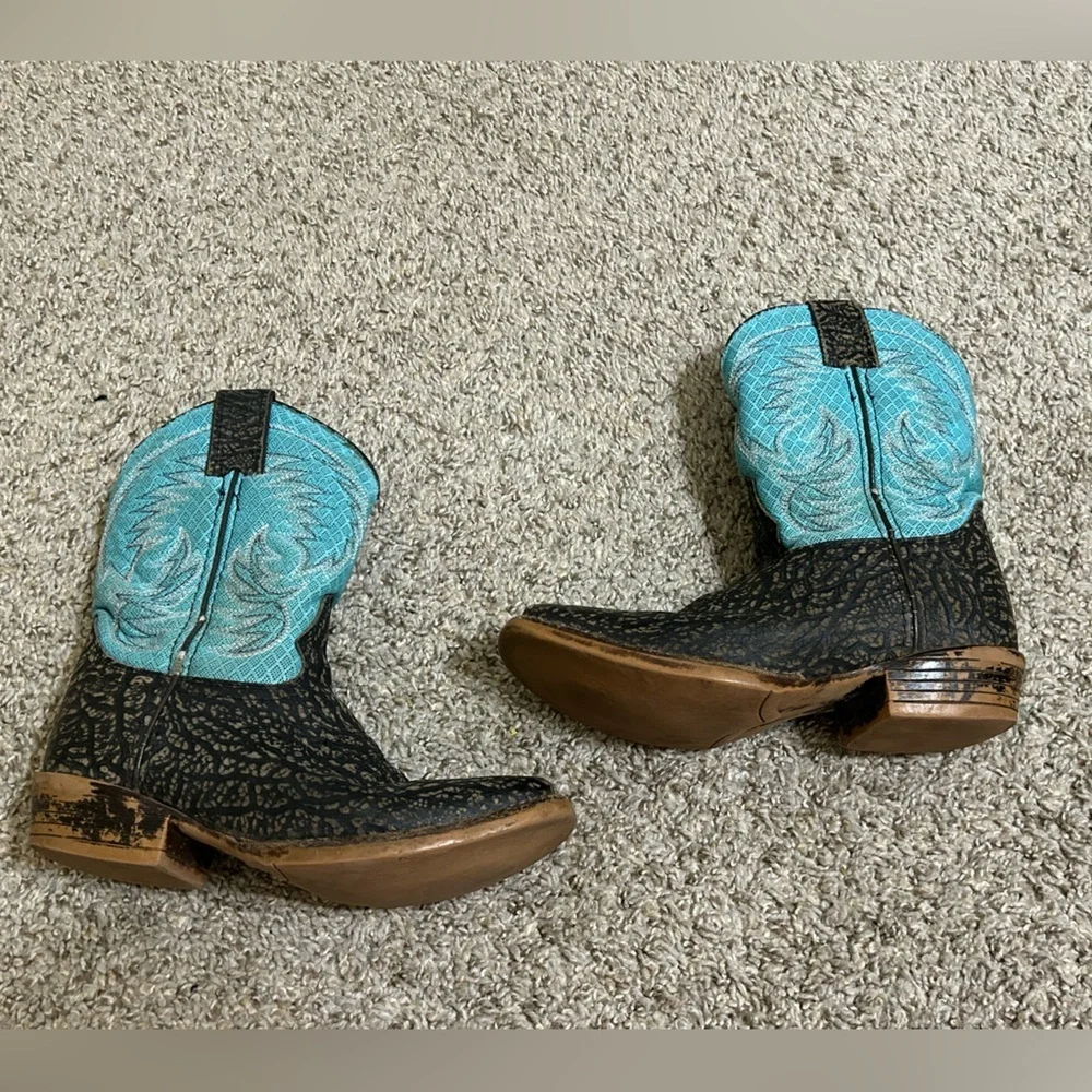 Nocona Boots Boys Fynn Embroidery Square Toe Cowboy Mid Calf Boots 1 1/2D Kids